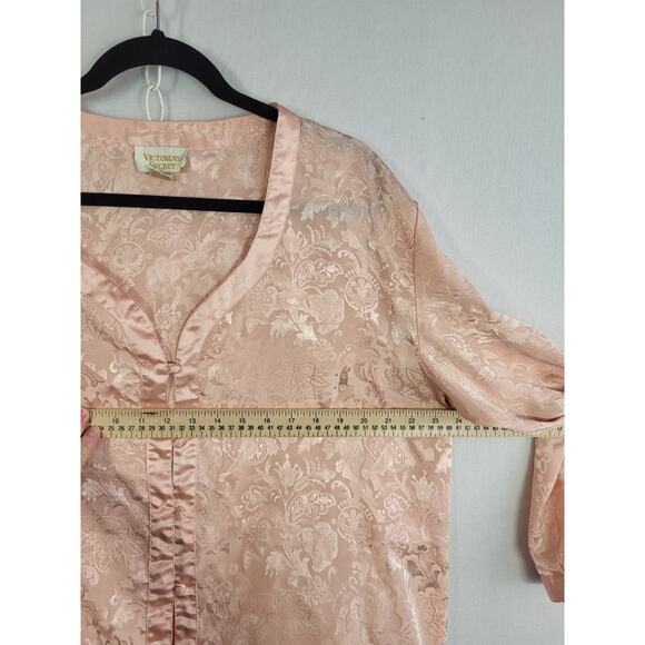 VTG Victoria’s Secret Gold Label Jacquard Satin Sleep Gown M/L Pink Romantic 90s - Picture 8 of 14